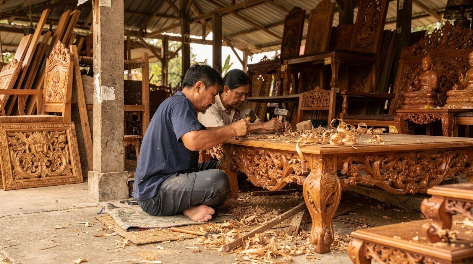 Baan Tawai woodcarving village: a shopping guide — How to actually shop Baan Tawai's woodcarving showrooms: what's worth buying, ho