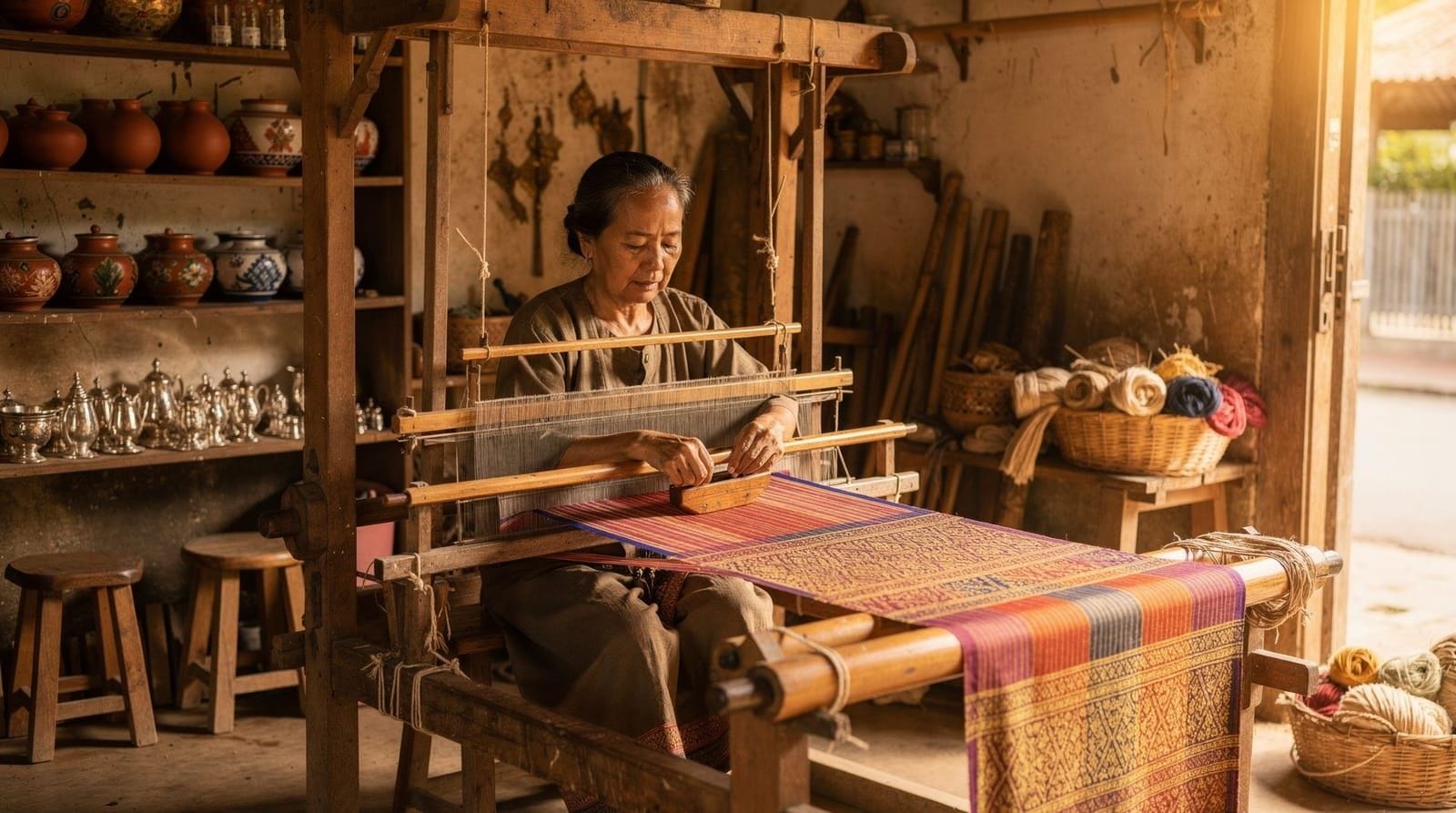 Crafts & Lanna culture — The Bo Sang umbrella village, San Kamphaeng handicrafts, Wualai silverware and B