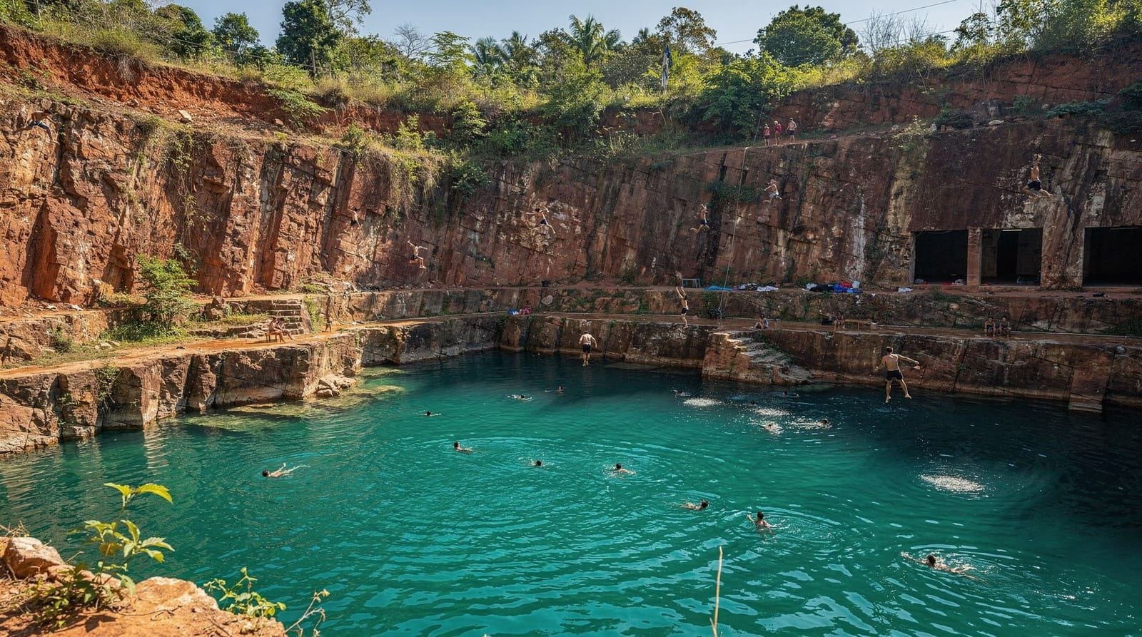 Grand Canyon Hang Dong guide: cliff jumping and quarry safety — Grand Canyon Hang Dong's flooded quarry near Chiang Mai — jump heights, real saf