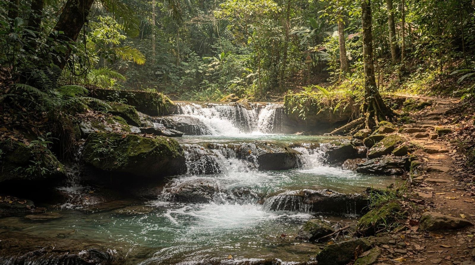 Huay Kaew Waterfall and the Monk's Trail hiking guide — The Monk's Trail climbs from Huay Kaew Waterfall through forest to Wat Pha Lat a
