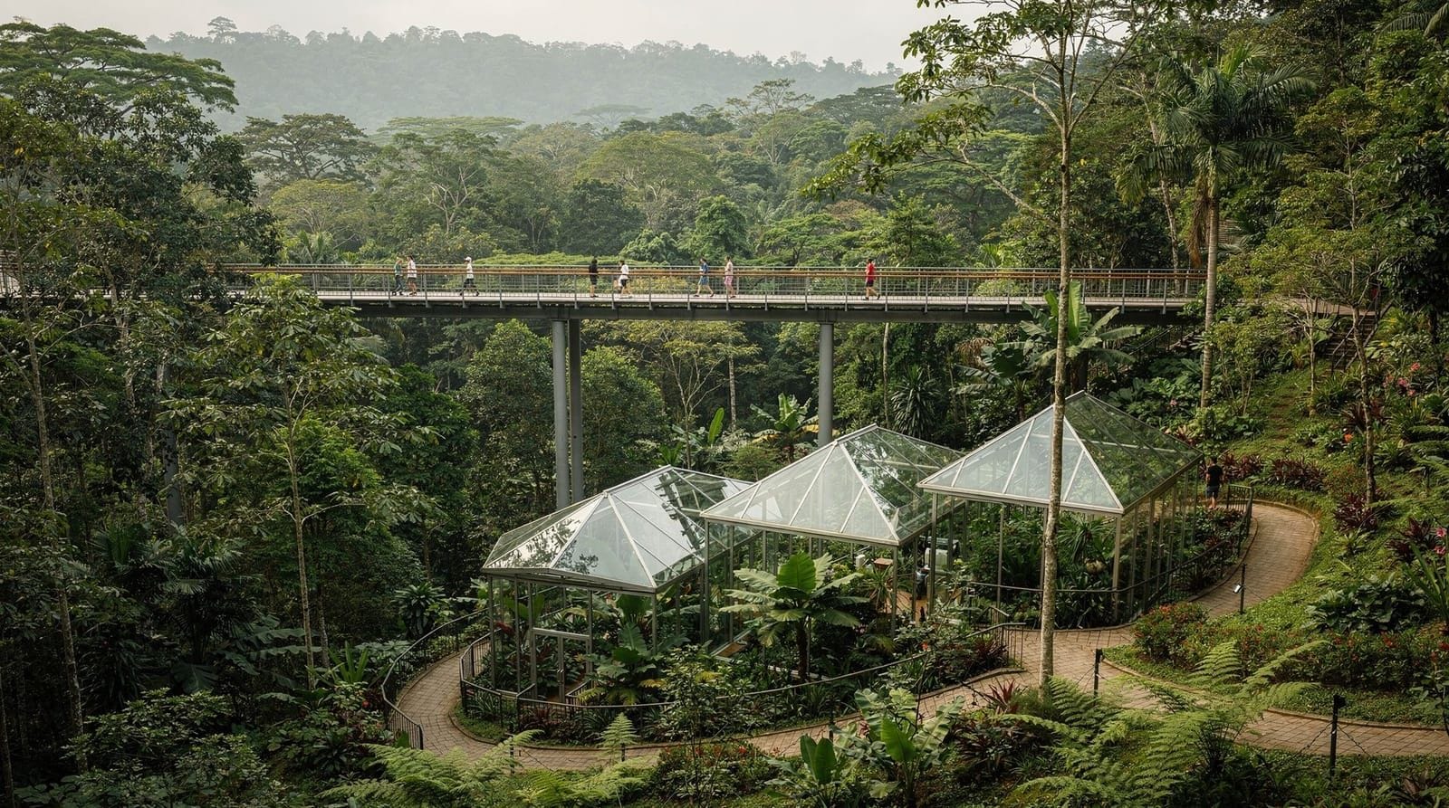 Queen Sirikit Botanic Garden guide: canopy walk and glasshouses — A canopy walkway through rainforest, themed glasshouses, and quiet trails in the