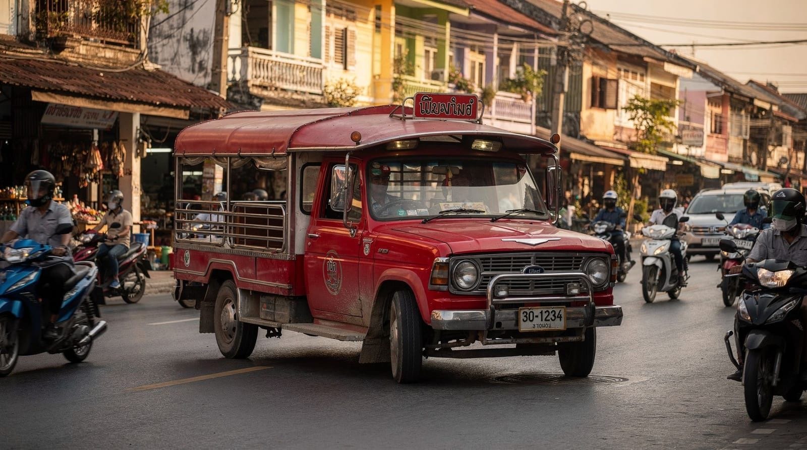 Songthaew guide: how Chiang Mai's red trucks actually work — How to flag, ride and pay for a Chiang Mai songthaew (red truck taxi): shared fa